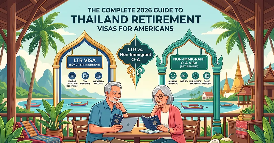 Expat couple check passport and documents for visa guide